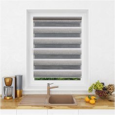 Рулонная штора LM DECOR "Дабл" 04 День-Ночь бело-серый 100х160см