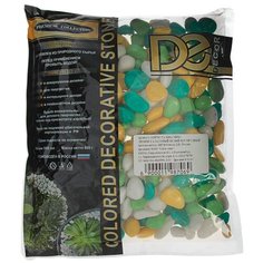 Грунт для аквариума "Галька цветная, лимонный-салатовый-белый-изумрудный" 800г фр 8-12 мм Decor DE