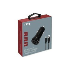 Автомобильное зарядное устройство USB, с кабелем microUSB, 2.4A Цвет: черный (TFN,TFN-CC2U24AMICBK) Deppa