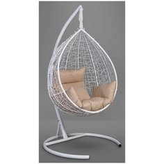 Подвесное кресло- кокон Laura Outdoor SEVILLA белое + каркас (бежевая подушка)