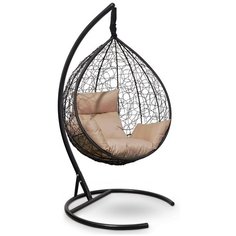 Подвесное кресло-кокон Laura Outdoor SEVILLA черное + каркас (бежевая подушка)