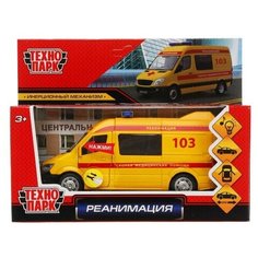 Машина Реанимация 14,5 см желтая металл инерция (свет,звук) Технопарк 887-27R-R