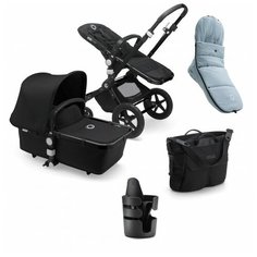Универсальная коляска Bugaboo Cameleon 3 Plus Complete 2 в 1 и зимний набор аксессуаров, black/black/vapor blue