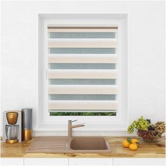 Рулонная штора LM DECOR "Дабл" 01 День-Ночь бело-бежевый 150х170см