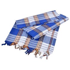 Традиционное турецкое полотенце "Пештемаль" для бани 80х180 см, синее "Банные штучки" (40216)