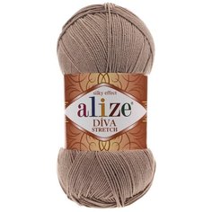 Пряжа ALIZE Diva stretch 100гр. 400м. (92% микроакрил, 8%эластик) (167 тёмно-бежевый)