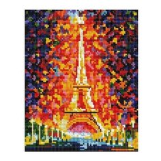 Алмазная мозаика Париж - огни Эйфелевой башни, Белоснежка 20x25 см.