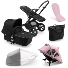 Универсальная коляска Bugaboo Cameleon 3 Plus Complete 2 в 1 и летний набор аксессуаров, black/black/black/soft pink