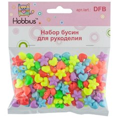 Набор с бисером и бусами Hobbius для рукоделия Конфетти DFB №03 звездочки/сердечки 21850060622