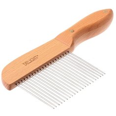 Расческа DeLIGHT длиннозубая 6,5 см на дерев. основании с толстой ручкой 5521WT /12/