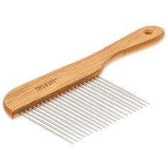 Расческа DeLIGHT длиннозубая 6,5 см на дерев. основании 5521W /12/