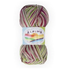 Пряжа ALPINA "KATRIN" 10 шт. в упак. цвет малиновый- зеленый- серый- голубой (KATRIN-218)