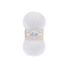 Пряжа Alize Happy Baby, 65 % акрил, 35 % полиамид, 100 г, 330 м, 5 шт., 55 белый