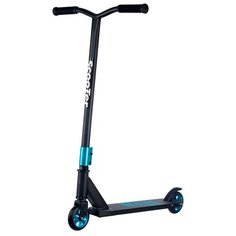 Самокат трюковой Scooter wave черно-синий, светящиеся колеса