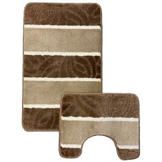 Набор ковриков для ванной комнаты "Полоска", бежевый, коричневый Arloni