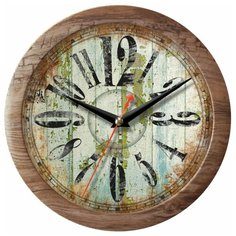 Часы настенные пластиковые круглые Камелия Винтаж арт.4792813