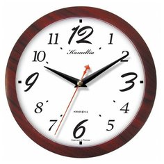 Часы настенные пластиковые круглые Камелия Красное дерево арт.368053