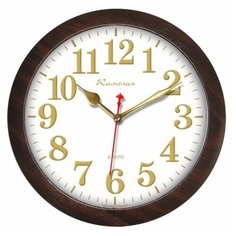 Часы настенные пластиковые круглые Камелия Вяз темный арт.211055
