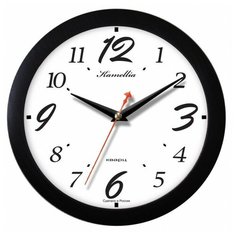 Часы настенные пластиковые круглые Камелия Черное дерево арт.361329