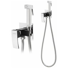 Смеситель встраиваемый с гигиеническим душем Hansberge CUBITO H3077BC Black/Chrome