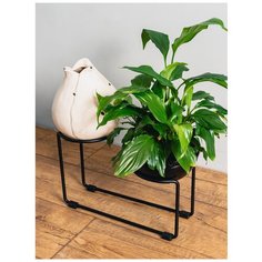 Подставка для цветов ilwi из стали черная в стиле лофт высотой 25 см 2 горшка