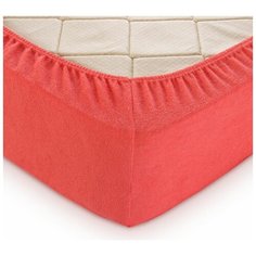 Махровая простыня на резинке Текс-Дизайн (коралл) (160х200х30)
