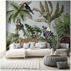 Фотообои грин- люкс, флизелин эко, "Красочные джунгли 260x275 Green Lux