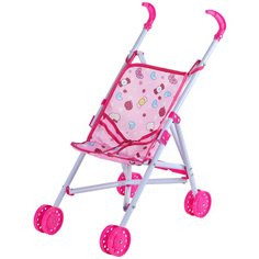 Прогулочная коляска- трость для кукол, складная, детские ролевые игрушки, игра в "дочки- матери", пластик, игрушка для детей, игрушка для девочек, цвет розовый, в/к 36*24*50 см Компания Друзей
