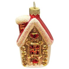 Елочное украшение стеклянное "Зимний домик" 8см, подарочная упаковка Батик