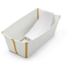 Ванночка с горкой Stokke Flexi Bath Bundle Tub with Newborn Support White Yellow