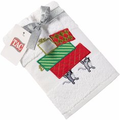 Подарочное полотенце TAC/махровое/NEW YEAR/50*90/420 г/м2, PRESENTS белое