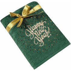 Подарочное полотенце TAC/махровое/HAPPY NEW YEAR/50*90/420 г/м2, зеленое
