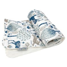 Плед MomStory Design Вудланд Джинс 100х75 см белый/синий