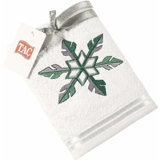Подарочное полотенце TAC/махровое/NEW YEAR/50*90/420 г/м2, SILVER SNOWFLAKE белое