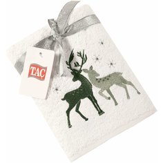 Подарочное полотенце TAC/махровое/NEW YEAR/50*90/420 г/м2, DEERS белое