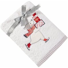 Подарочное полотенце TAC/махровое/NEW YEAR/50*90/420 г/м2, BEAR AND PRESENTS белое