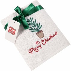 Подарочное полотенце TAC/махровое/NEW YEAR/50*90/420 г/м2, MERRY CRISTMAS белое