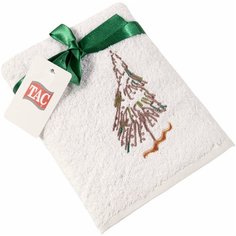 Подарочное полотенце TAC/махровое/NEW YEAR/50*90/420 г/м2, GREEN CHRISTMAS TREE белое
