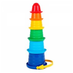 Пирамидка детская с формочками ведерко для песочницы сомбреро 6 элементов 35 см технок / складное ведерко детское / пирамидка стаканчики / пирамидка логика / детская пирамидка / детское ведерко / пирамидка большая / формочки для песочни