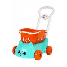 Тележка детская для маркета голубая технок детская тележка для продуктов / игрушка каталка детская с ручкой / каталка для мальчиков