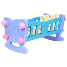 Игрушечная колыбель для куклы голубая в подарочной упаковке технок / кроватка для куклы / кроватка для кукол / ролевые игры с куклами