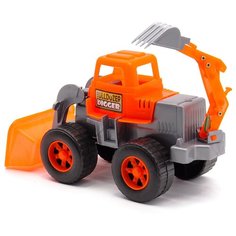 Детский экскаватор игрушка с подвижным ковшом MAXIMUS оранжевый / бульдозер игрушка / трактор игрушка / строительная техника игрушки / детская машина каталка для мальчиков / игрушка каталка / машинка детская каталка