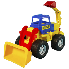 Детский экскаватор игрушка с подвижным ковшом MAXIMUS синий / бульдозер игрушка / синий трактор игрушка / строительная техника игрушки / детская машина каталка для мальчиков / игрушка каталка / машинка детская каталка