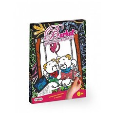 STRATEG Набор для творчества. Бархатная картинка с фломастерами и глиттером. Мишки