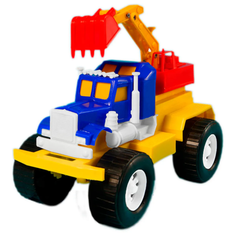 Детский экскаватор игрушка с подвижным ковшом MAXIMUS трак экскаватор синий/ бульдозер игрушка / трактор игрушка / строительная техника игрушки / детская машина каталка для мальчиков / игрушка каталка / машинка детская каталка / игрушки для песочницы