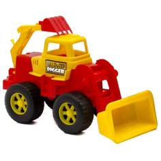 Детский экскаватор игрушка с подвижным ковшом MAXIMUS желтый / бульдозер игрушка / трактор игрушка / строительная техника игрушки / детская машина каталка для мальчиков / игрушка каталка / машинка детская каталка