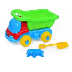 Каталка детская машинка грузовик самосвал KINDER WAY в наборе лопатка и грабли для игры с песком