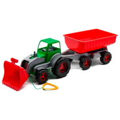Трактор игрушка с прицепом зеленый 56 см MAXIMUS детская машина каталка для мальчиков / игрушка каталка / машинка детская каталка / машинка игрушка / машинка детская игрушка / игрушка трактор с прицепом