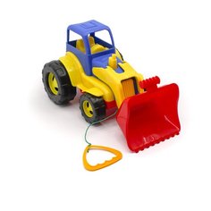Детский экскаватор игрушка с подвижным ковшом 26 см MAXIMUS бульдозер игрушка / синий трактор игрушка / строительная техника игрушки / детская машина каталка для мальчиков / игрушка каталка / машинка детская каталка