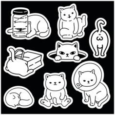 Стикеры "Коты" / Стикербомбинг /Стикеры на телефон / ноутбук / для детей. Ru Print